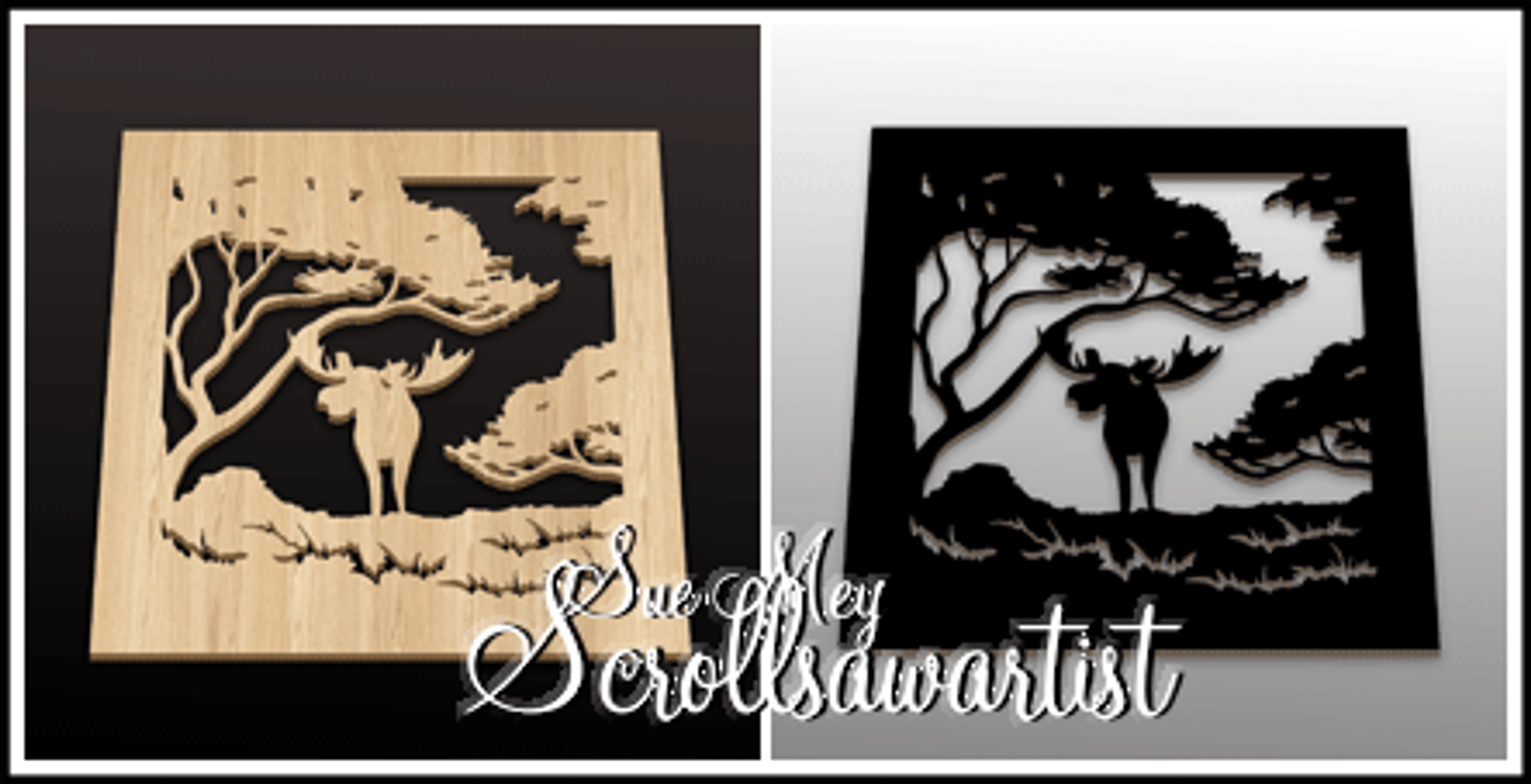 Square trivet moose Scroll Saw Artist