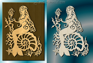 Mermaid on a shell - Scroll Saw Artist