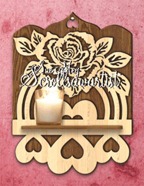 Scroll saw rose & hearts shelf