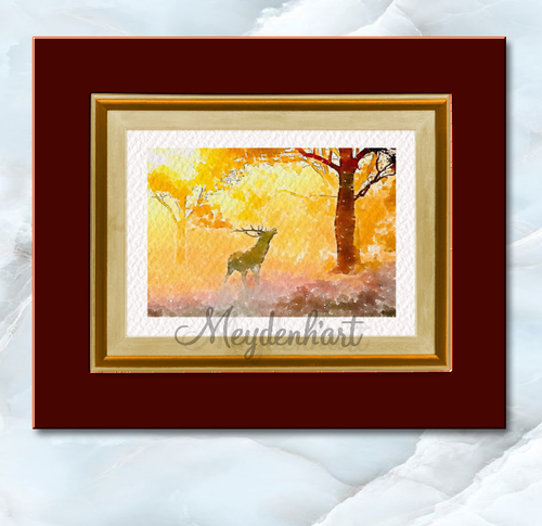 Digital art print, Deer in forest