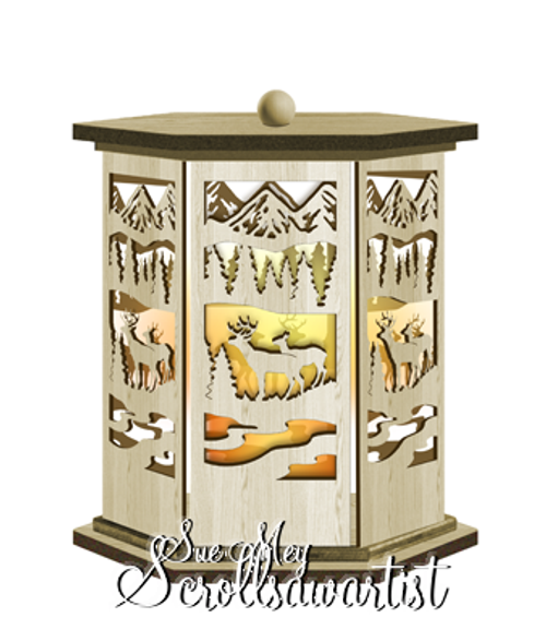 Deer scene #2 candle lantern