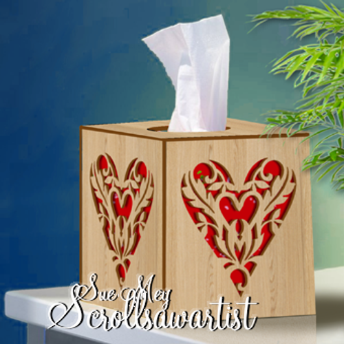 Cube tissue box cover - Decorative heart