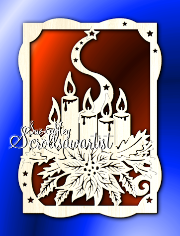 Poinsettia & candles plaque