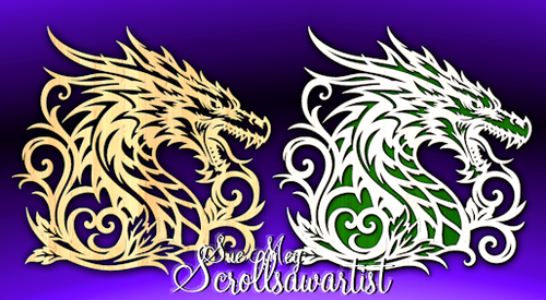 Dragon head with flourishes