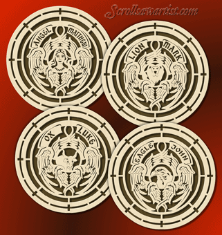 Set of Symbols of the four Evangelists - Scroll Saw Artist