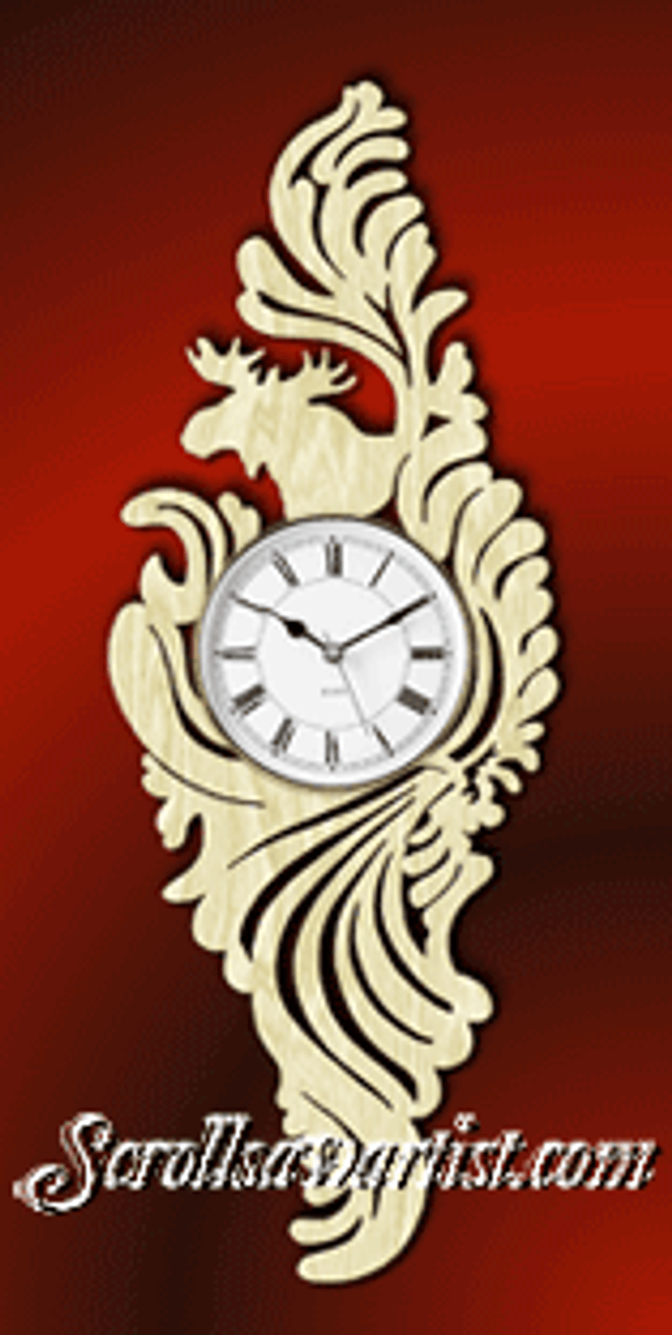 Wall clock with moose Scroll Saw Artist