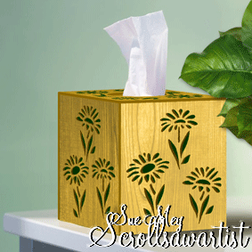 Cube tissue box cover daisies Scroll Saw Artist