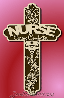 Nurse Nursing Cross Scrolled Wooden Cross Wall Hanging Gift