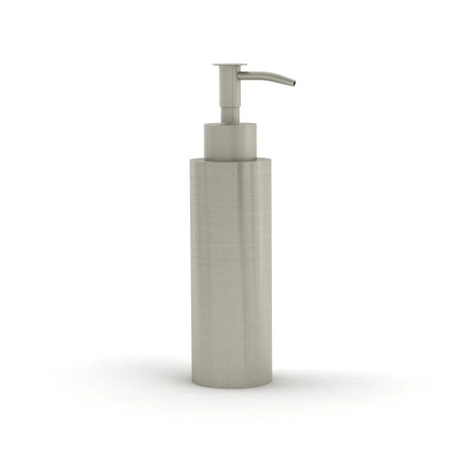 Presenting a sleek and modern stainless steel soap dispenser designed with precision and elegance. This cylindrical dispenser boasts a brushed steel finish, exuding sophistication. The gracefully arching pump nozzle ensures a smooth dispensing experience, while its minimalist design complements contemporary bathroom or kitchen décor. This accessory seamlessly merges function and fashion, elevating the ambiance of any space it graces