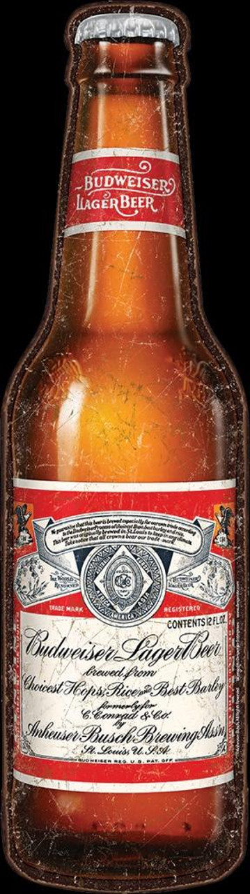 Anheuser-Busch Budweiser Bottle c1918
Brand: Anheuser-Busch
Sign Material: Tin
Sign Size: 9.5W x 35.5"H
Print Layout:
Made In: U.S.A
Proudly & Always Will be AMERICAN Made!