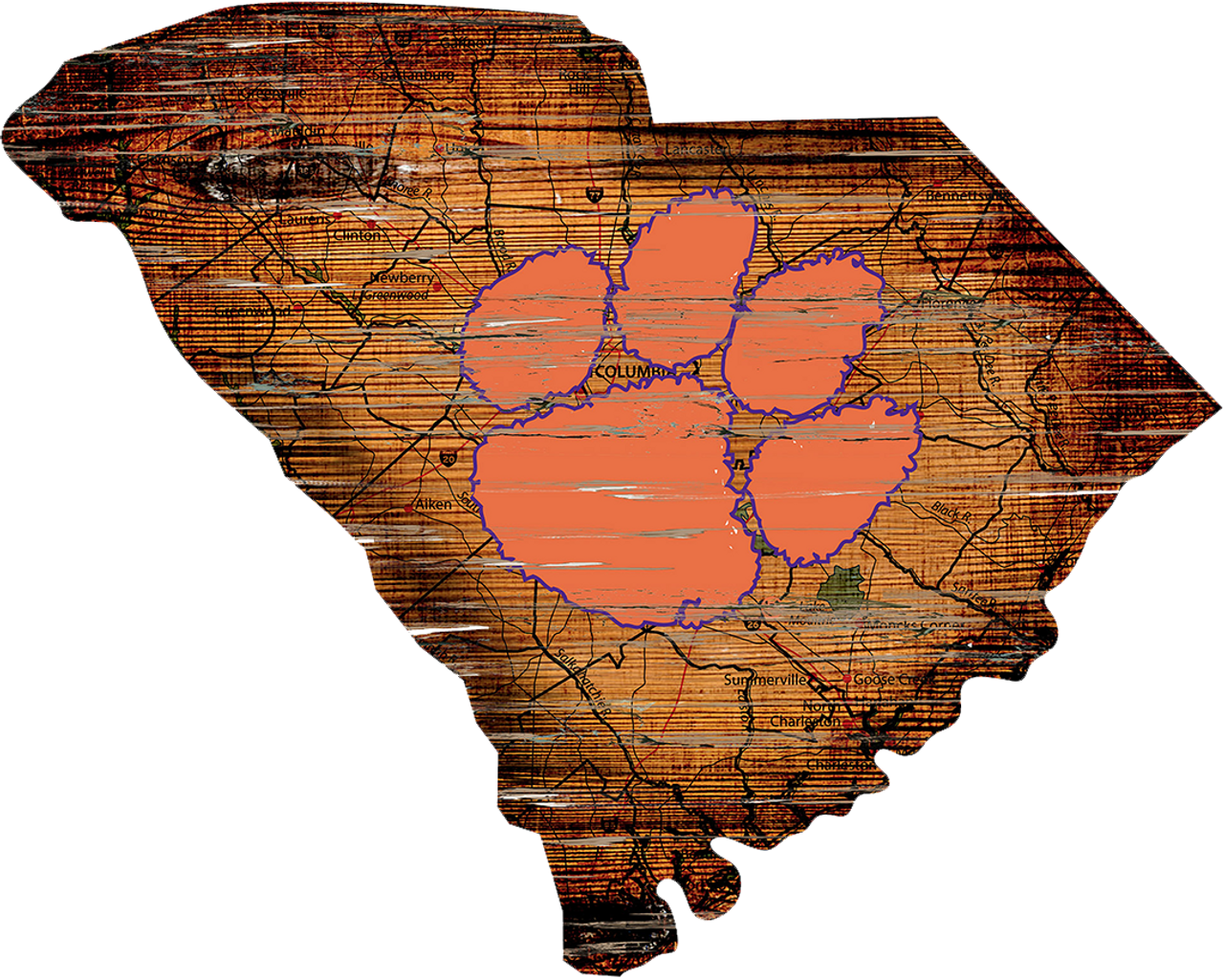 24 State - Clemson MIN OF 5 MIX AND MATCH WOOD SPORTS SIGNS