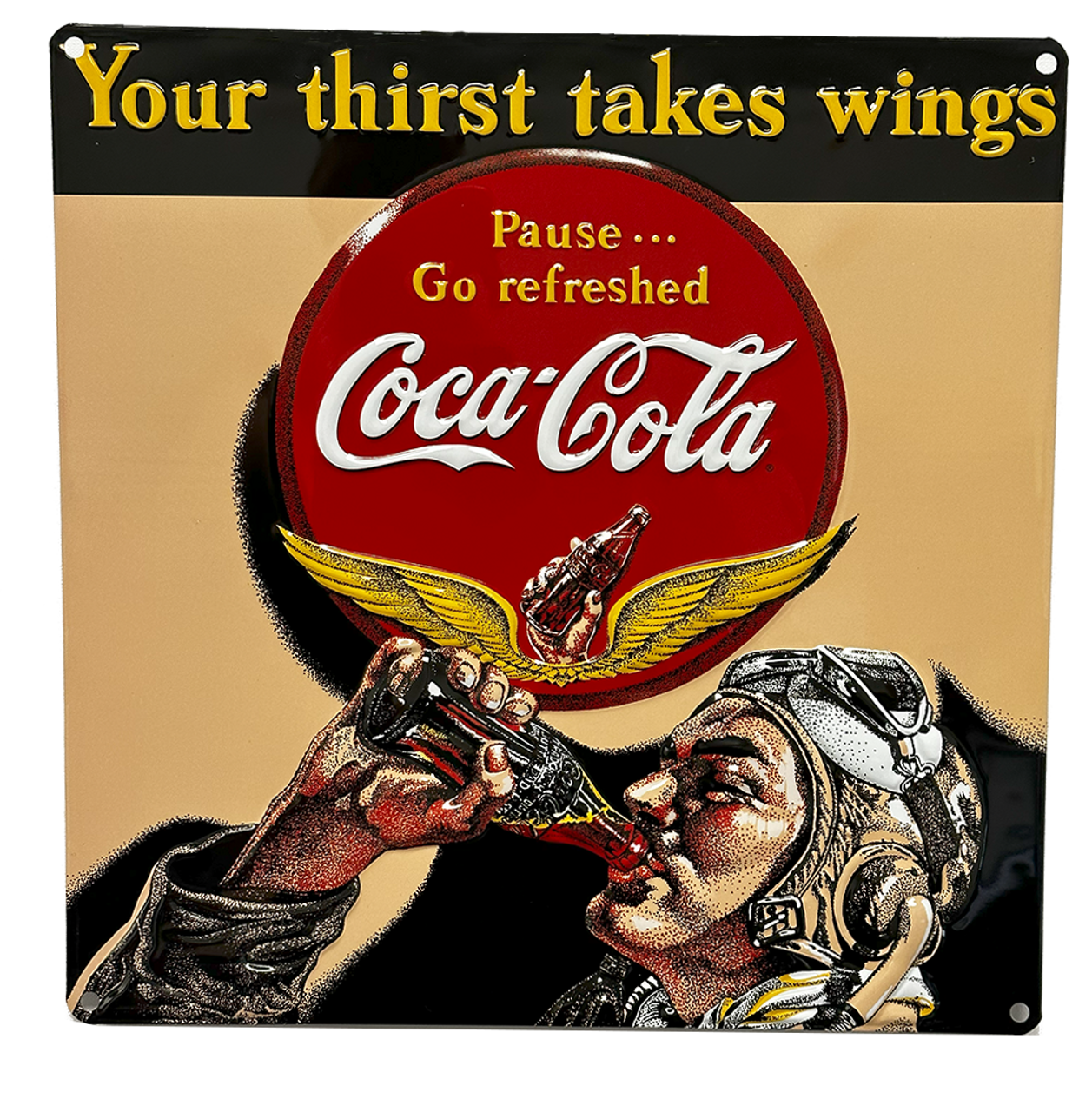 Coke Aviator Man Sign