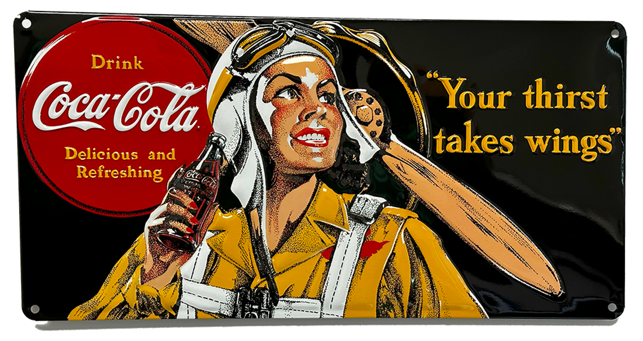 Coke Aviator Woman Sign