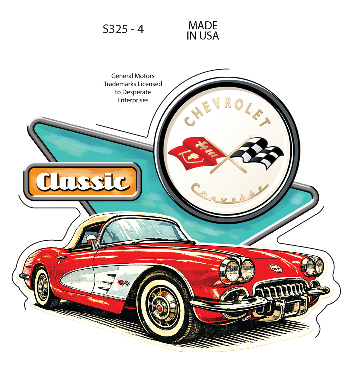Sticker - Classic Corvette (Set of 4)