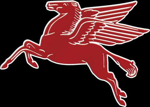 12" Super High Gloss Outdoor Decal Sticker – Round Pegasus / Mobil Gas Logo (Gloss Finish)