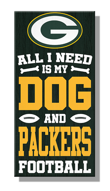 NFL 6" x 12" MDF Packers - Dog Sign 