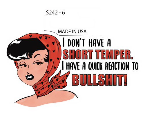  Sticker - Short Temper (set of 6) 