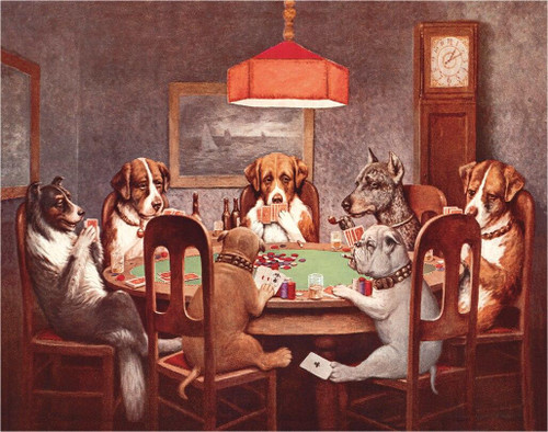 7 Dogs PLaying Poker