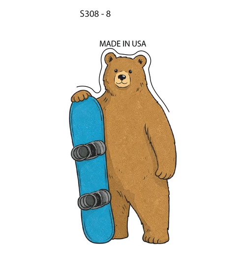 Sticker - Snowboard Bear (Set of 6)