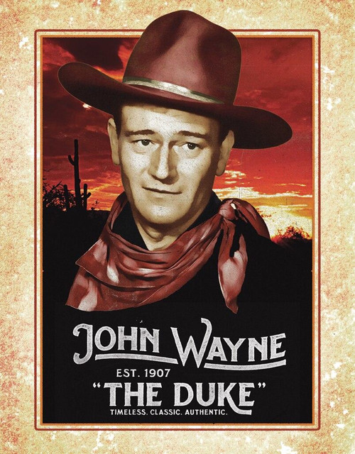 John Wayne - Classic
Brand: John Wayne
Sign Material: Tin sign
Sign Size: 12.5in x 16in - 31.75cm x 40.64cm
Print Layout: Vertical/Portrait
Made In: U.S.A

Proudly & Always Will be AMERICAN Made!