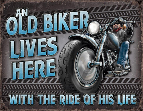 Old Biker - Ride
Brand: N/A
Sign Material: Tin sign
Sign Size: 16in x 12.5in - 40.64cm x 31.75cm
Print Layout: Horizontal/Landscape
Made In: U.S.A

Proudly & Always Will be AMERICAN Made!