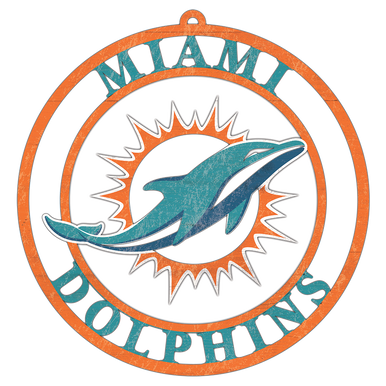 Miami Dolphins Logo Type with Dolphin & Palm Trees NFL Die-Cut MAGNET