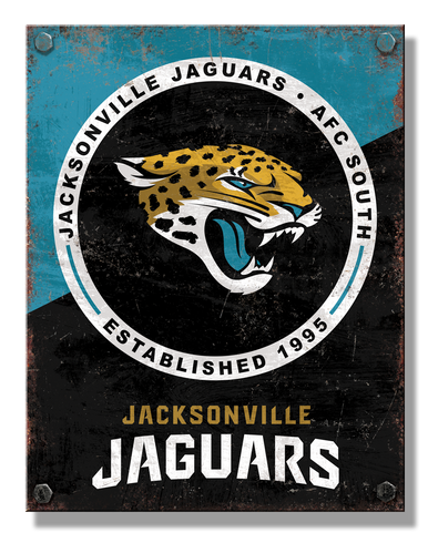 Jacksonville Jaguars Logo Type on Jaguars background print MAGNET