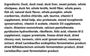 Ingredients list