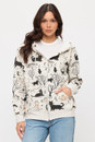 Whimsical Cat Forest Print Zip Up Hoodie