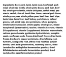 Ingredient list