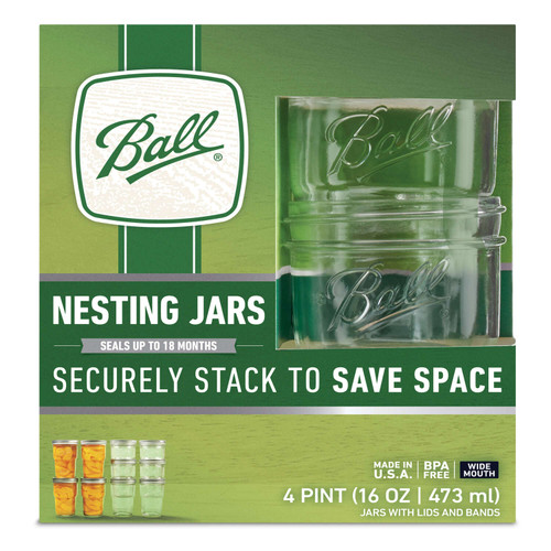 Ball Wide Mouth Pint Nesting Jars - 4 pk
