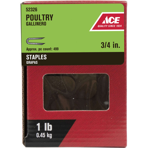 Galvanized Steel Poultry Staples 0.25 in X 0.75 in - 1 lb