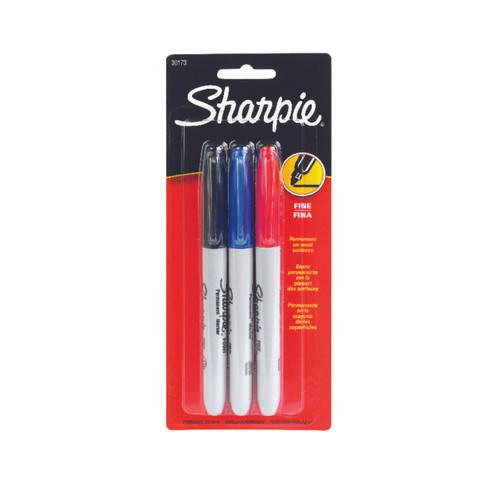 Assorted Fine Tip Permanent Marker - 3 pk