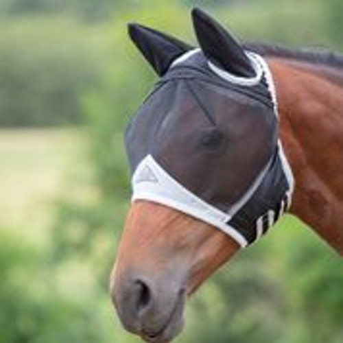 Shires Fine Mesh Fly Mask with Ears - black