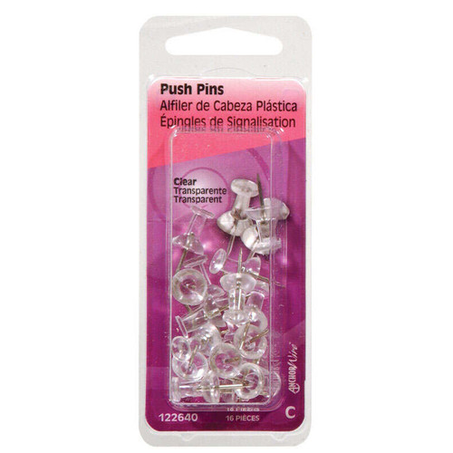 Clear Push Pins - 16 pk