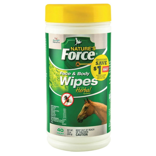 Nature's Force Face & Body Wipes for Horses - 40 ct