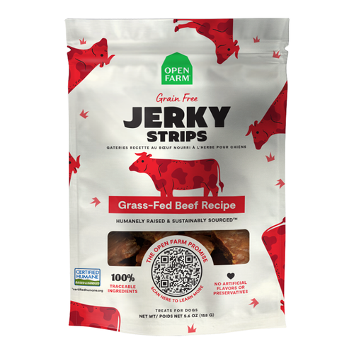 Open Farm Grain-Free Grass-Fed Beef Jerky Strips Dog Treats - 5.6 oz