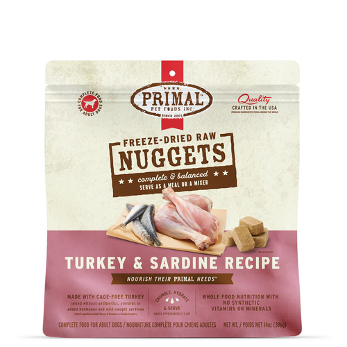 Primal® Canine Freeze-Dried Raw Nuggets Turkey & Sardine Formula