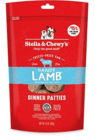 Stella & Chewy's® Dandy Lamb® Freeze-Dried Raw Dinner Patties.