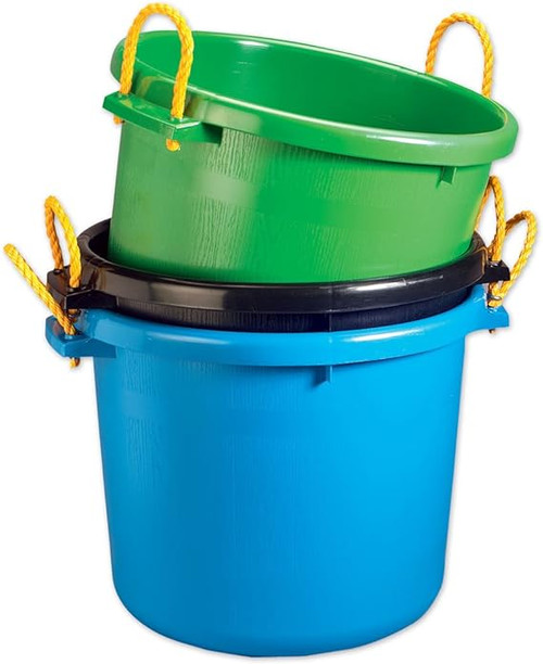 70-qt Plastic Muck Bucket with Rope Handles in Berry Blue