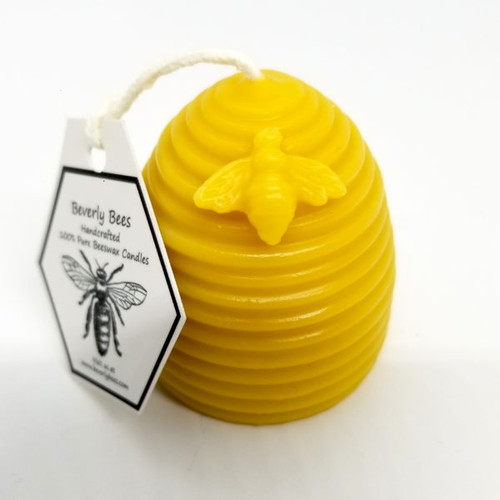 Beehive Skep With Bee Beeswax Candle