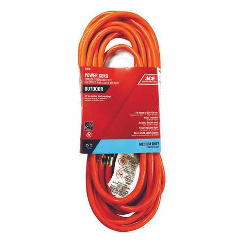 Indoor or Outdoor Orange Extension Cord - 25 ft