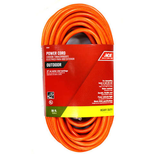 Outdoor Orange Extension Cord 12/3 SJTW - 50 ft