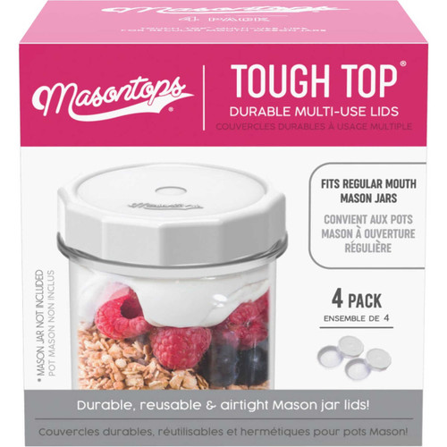 Masontops Tough Top Regular Mouth Mason Jar Lid - 4 pk