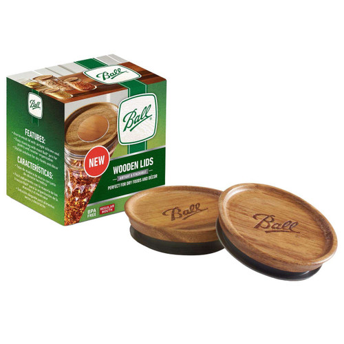 Ball Regular Mouth Wooden Jar Lids - 3 pk