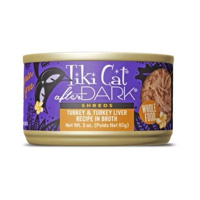Tiki Cat® After Dark™ Shreds Turkey & Turkey Liver Recipe in Broth Cat Food
