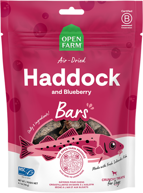 Open Farm Dog Air-Dried Haddock & Blueberry Crunchy Treat Bars