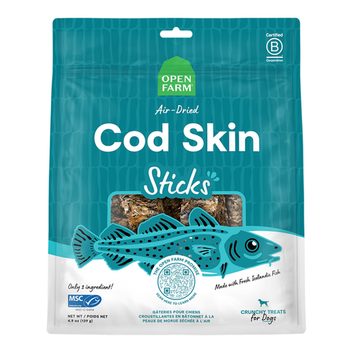 Open Farm Dog Air-Dried Cod Skins Crunchy Treat Sticks