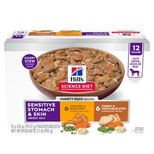 Hill's Science Diet Sensitive Stomach & Sensitive Skin Chicken Stew & Turkey Stew Wet Dog Food Variety Pack