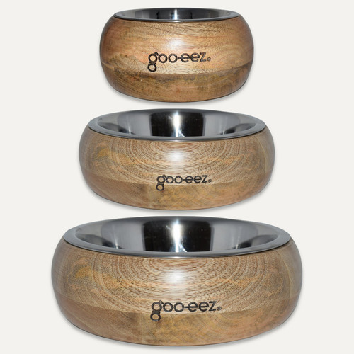 Goo-eez Round Mango Wood Stainless Steel Bowl Multiple